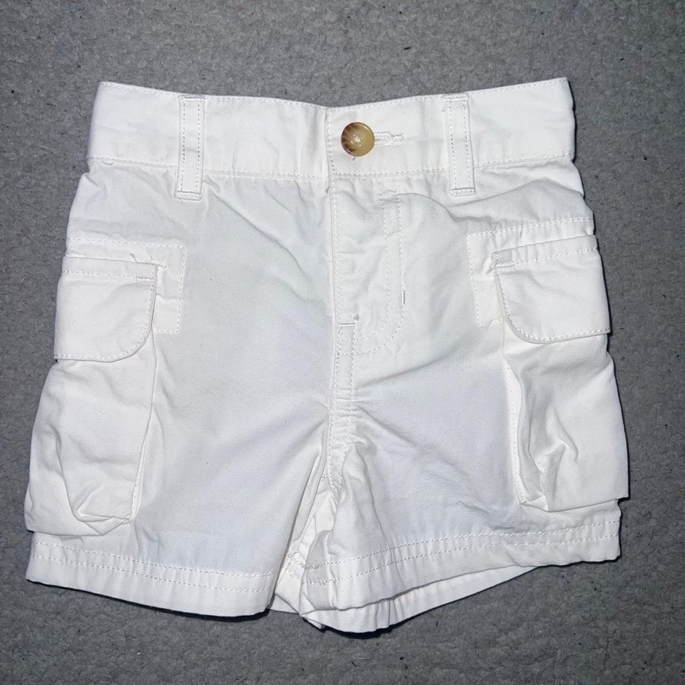 Ralph Lauren Shorts Toddler Sz 6 Months White Cargo Pockets Preppy Made In India